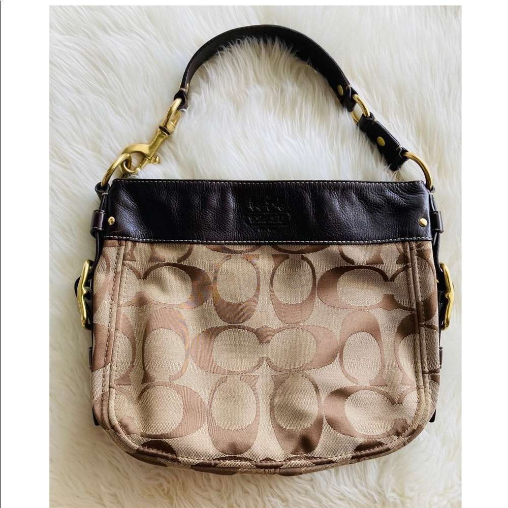 Coach Monogram Tote/Sholder Bag Khaki & Expresso Brown